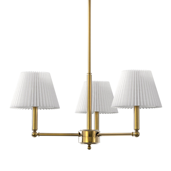 Twilight 3-Light White Linen Fabric Shade Mid-Century Modern Chandelier For Dining Room #P39007