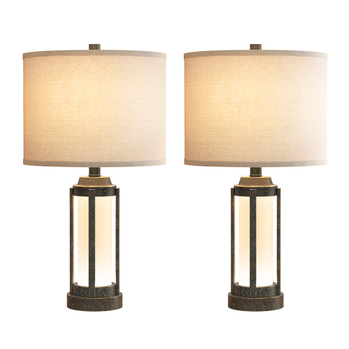 24″ Modern Farmhouse Glass Table Lamps with Night Light & USB-C, Set of 2 #T291