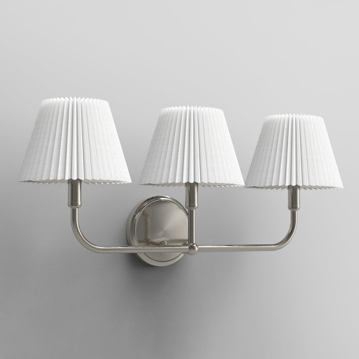 Glow Brass Armed Sconce With White Linen Shade #39006