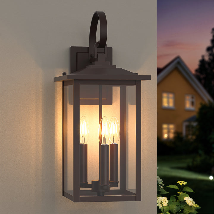 Dusk to Dawn 12.5" Outdoor Wall Sconce, Exterior Wall Light Fixture, Matte Black Porch Light Outdoor, Outside Wall Mount Lantern for House Garage Doorway (Bulb Include) #7004