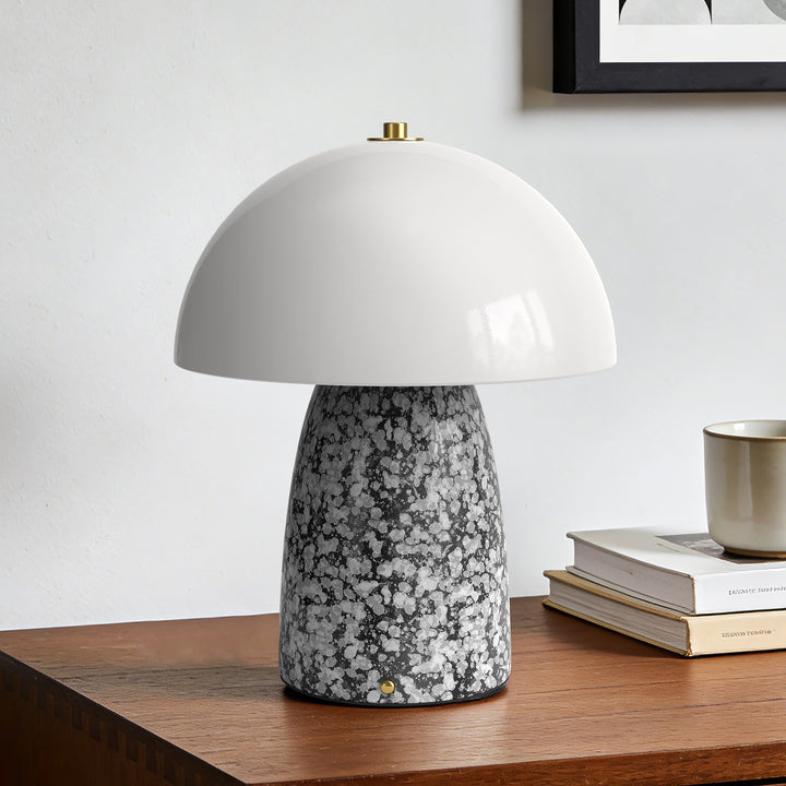 Pulsar 11" Modern Rechargeable Touch Control Desk Lamp, Portable Wireless Ceramic Led Lamp With Milky White Glass Shade, Three-Level Dimming, Suitable For Bedrooms, Living Rooms, Terraces And Outdoors #T281