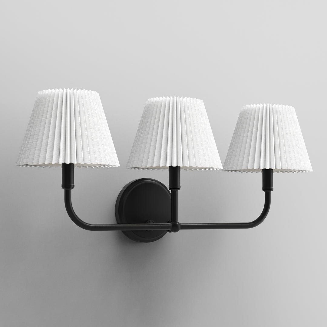 Glow Brass Armed Sconce With White Linen Shade #39006
