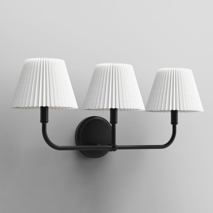 Glow Brass Armed Sconce With White Linen Shade #39006