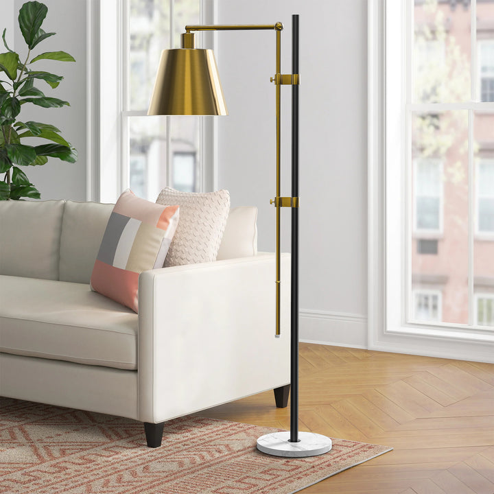 73.2" Metal And Marble Task Floor Lamp