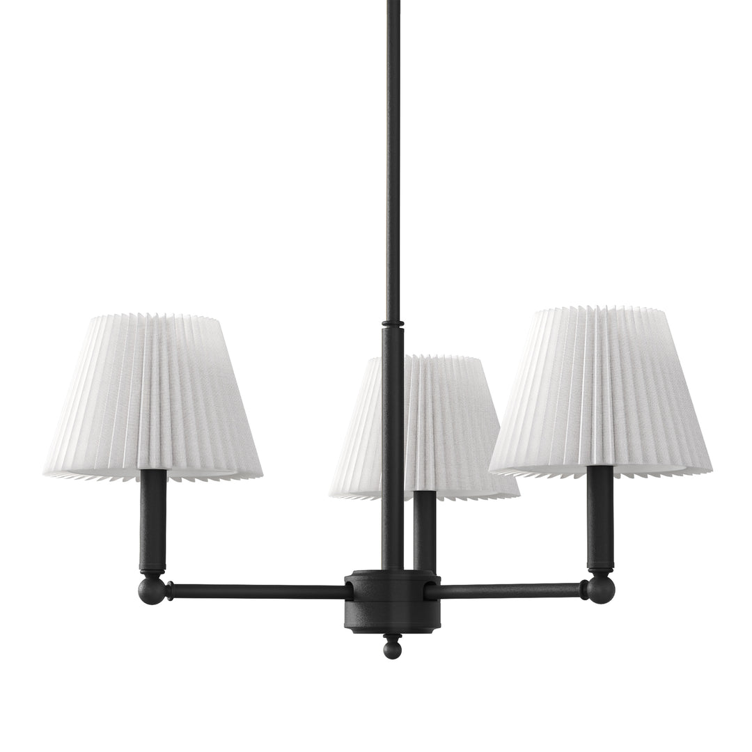 Twilight 3-Light White Linen Fabric Shade Mid-Century Modern Chandelier For Dining Room #P39007