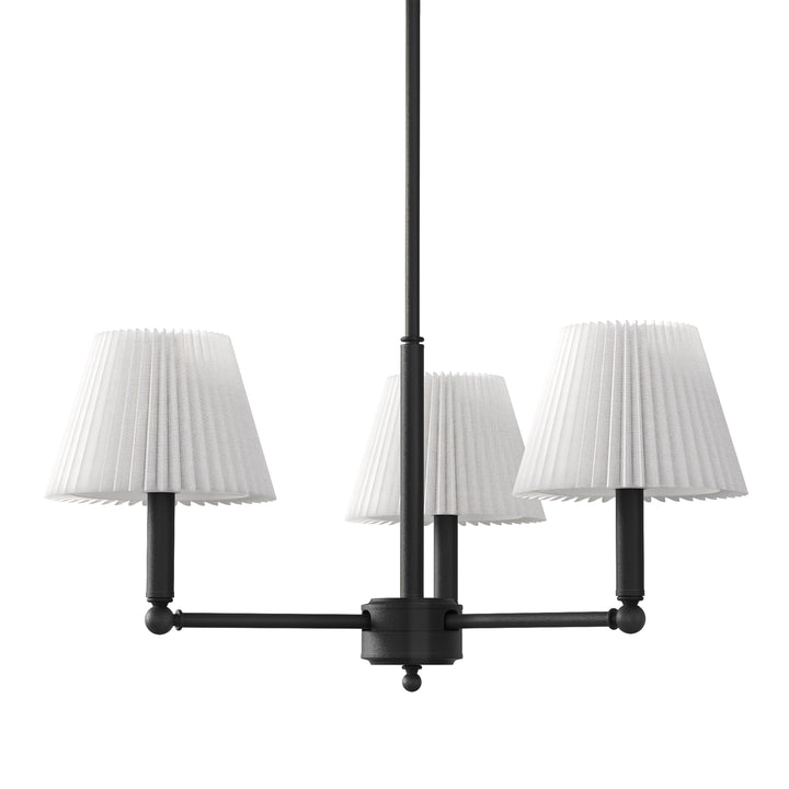 Twilight 3-Light White Linen Fabric Shade Mid-Century Modern Chandelier For Dining Room #P39007