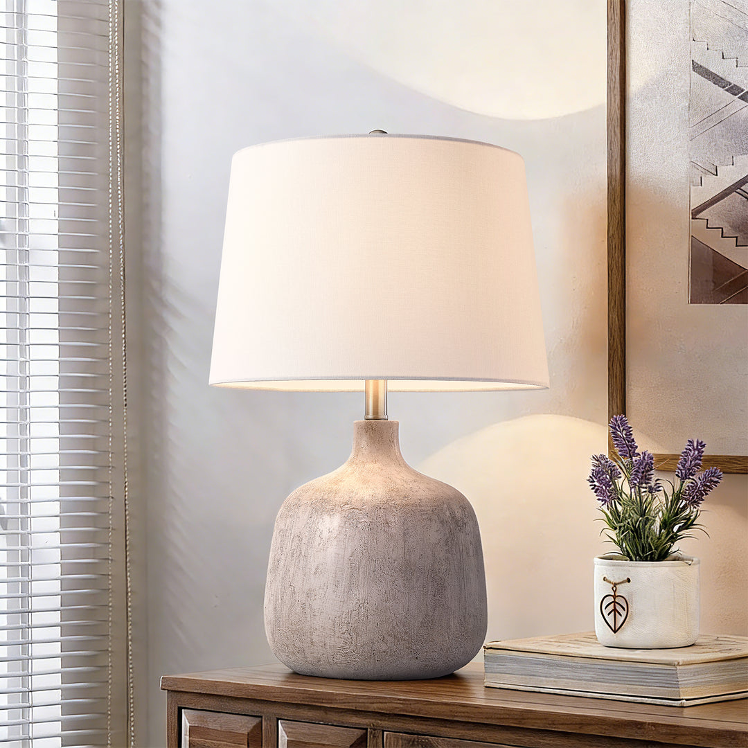 Shimmer 23.5" Farmhouse Resin Table Lamp With Usb And Type C Ports 3 Way Dimmable Rotary Switch Bedside Lamp For Bedroom And Living Room #T275