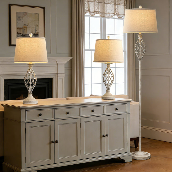 Maxax Traditional Floor & Table Lamp Set of 3 #TF22