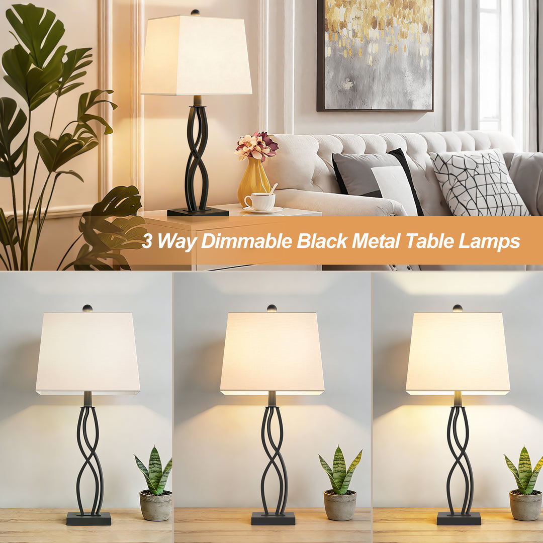 Vibe 27.5" Modern Metal Table Lamp With 3-Way Dimming & Usb Type-C For Bedroom Living Room (Set of 2) #T283