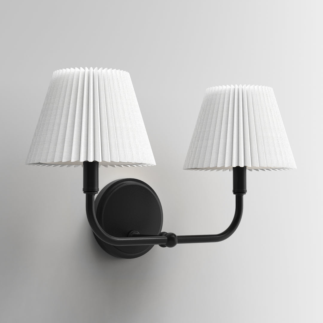 Glow Brass Armed Sconce With White Linen Shade #39006