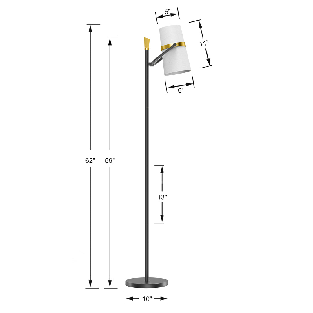 62'' Black Modern Task Floor Lamp For Living Room/Bedroom #F191