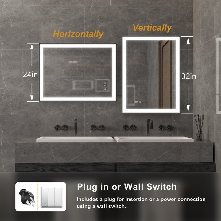 Modern Space Aluminum Framed Led Lighted Dimmable Anti-Fog Tempered Glass Bathroom #MS02