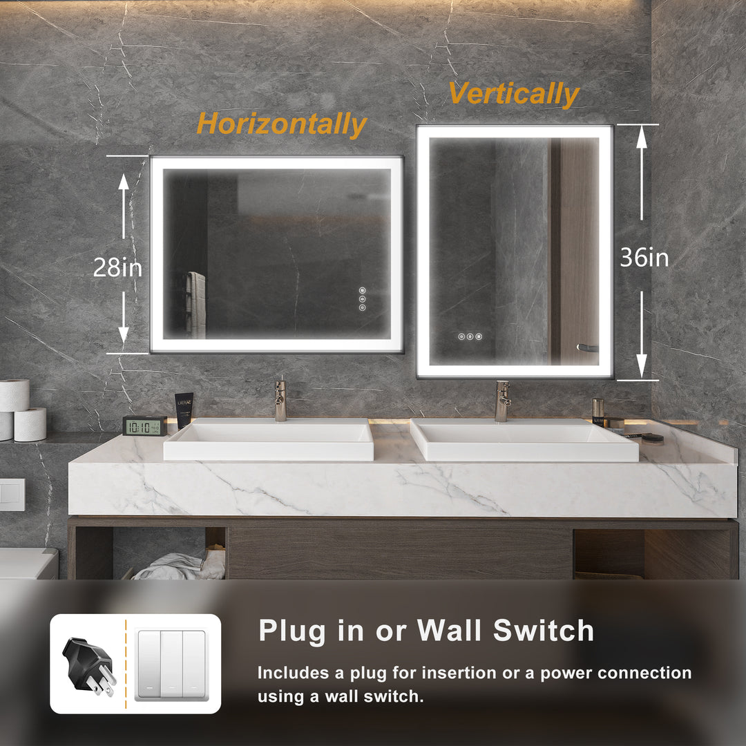 Modern Space Aluminum Framed Led Lighted Dimmable Anti-Fog Tempered Glass Bathroom #MS02