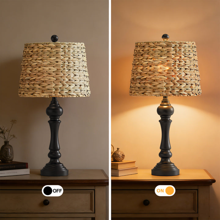 Maxax Coastal Rustic White Modern Table Lamp (Set of 2) #T150