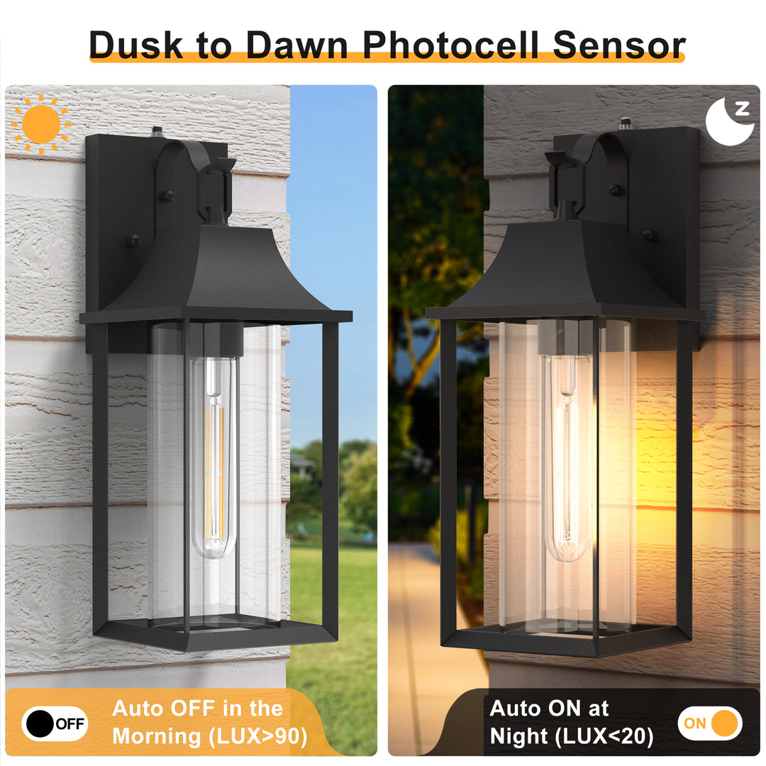 Solstice  1 - Light 18" H Glass Outdoor Wall Lantern With Dusk To Dawn #7058