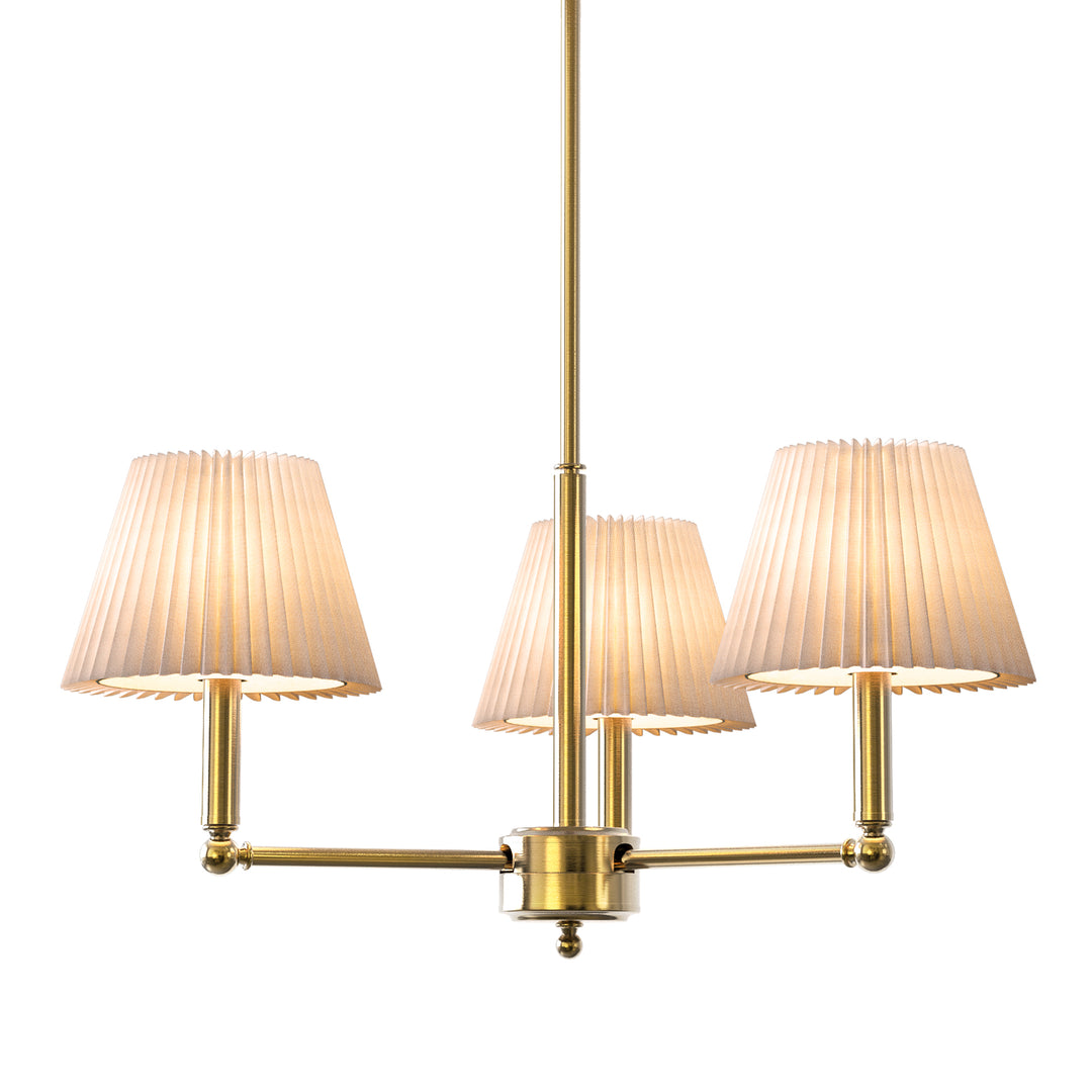 Twilight 3-Light White Linen Fabric Shade Mid-Century Modern Chandelier For Dining Room #P39007