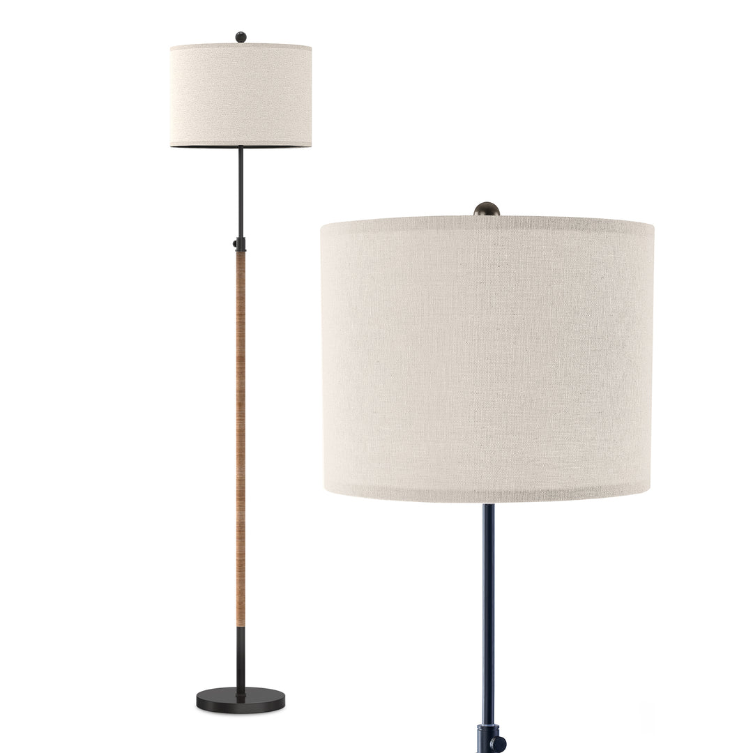 70" Adjustable Modern Rattan Floor Lamp For Living Room/bedroom #F262-BK