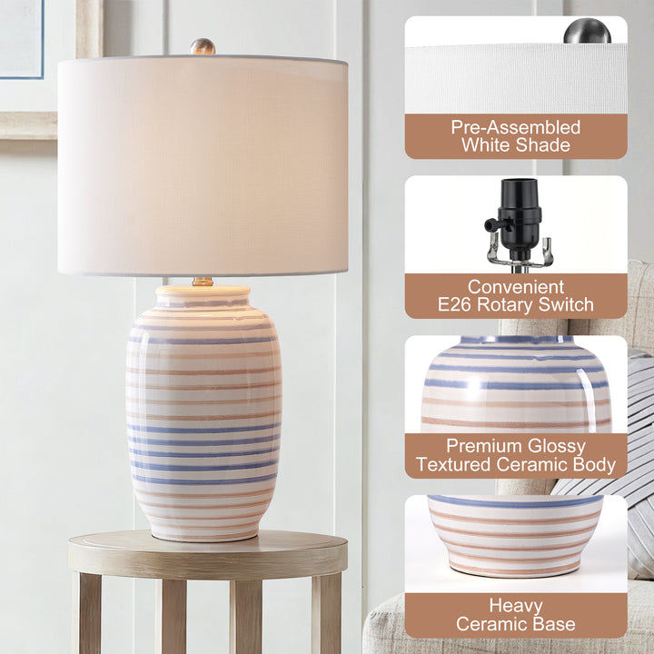 25 '' Blue Ceramic Table Lamp #T176