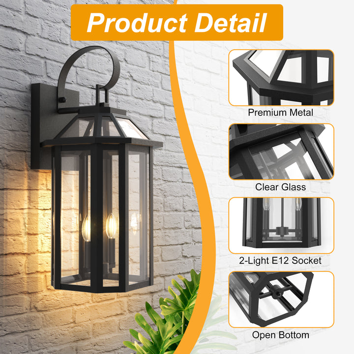 Solstice Matte Black Outdoor Wall Lantern With Tempered Glass #7065