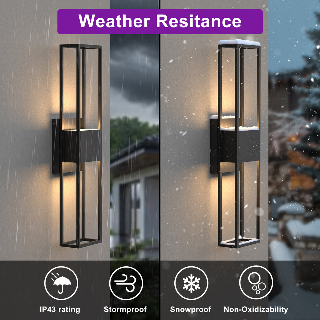 Modern Outdoor Wall Lights, 27.56IN Large Wall Sconce - 3000K Warm White Integrated LED Exterior Lighting Fixture, Waterproof Outdoor Lantern Lights for House, Porch, Garage #7079-2BK