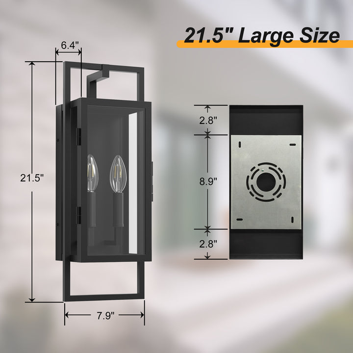 Radiance 3 -Light Steel And Glass Outdoor Wall Light with Dusk to Dawn #7030