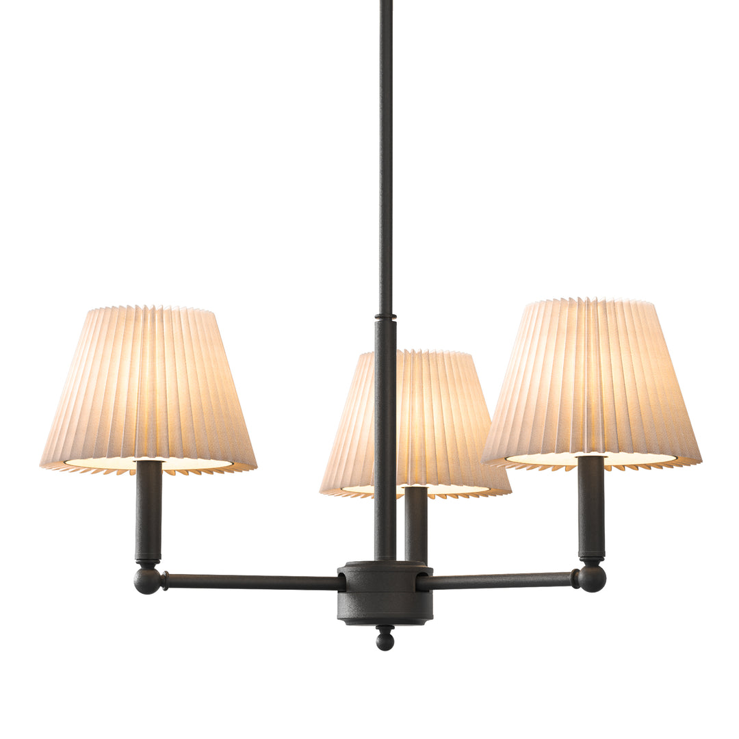 Twilight 3-Light White Linen Fabric Shade Mid-Century Modern Chandelier For Dining Room #P39007