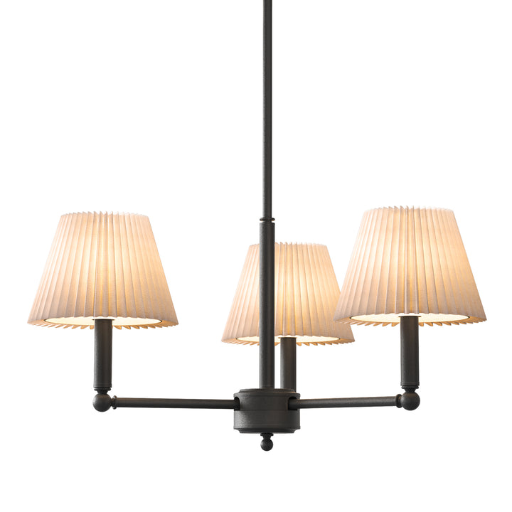 Twilight 3-Light White Linen Fabric Shade Mid-Century Modern Chandelier For Dining Room #P39007