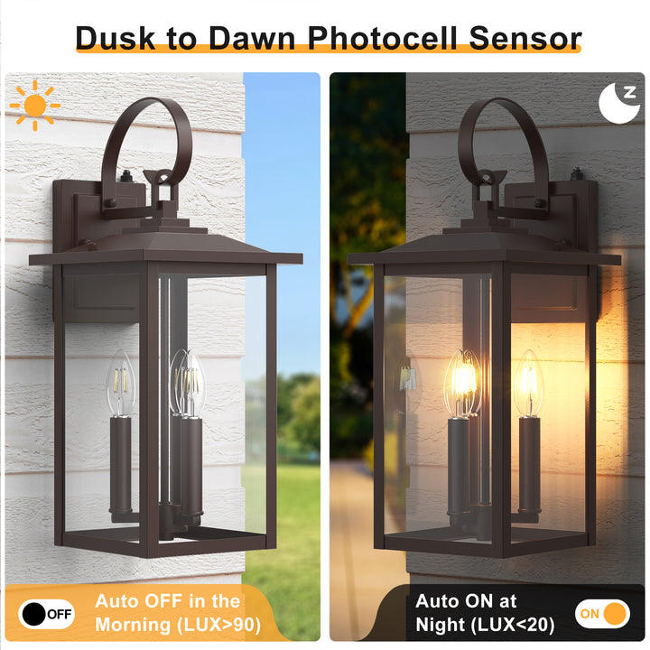 Dusk to Dawn 12.5" Outdoor Wall Sconce, Exterior Wall Light Fixture, Matte Black Porch Light Outdoor, Outside Wall Mount Lantern for House Garage Doorway (Bulb Include) #7004