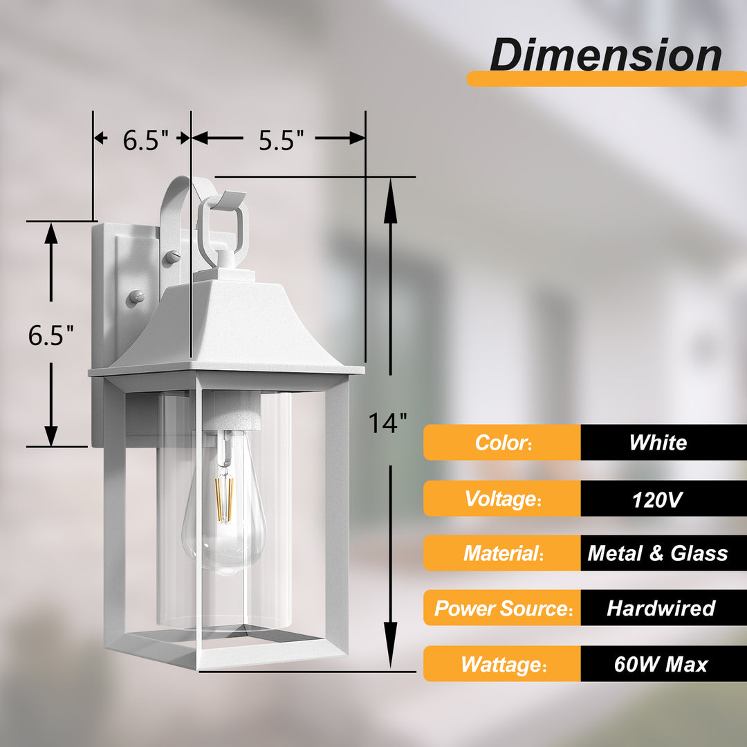 1 - Light Black Outdoor Wall Lantern with Clear Glass #7038