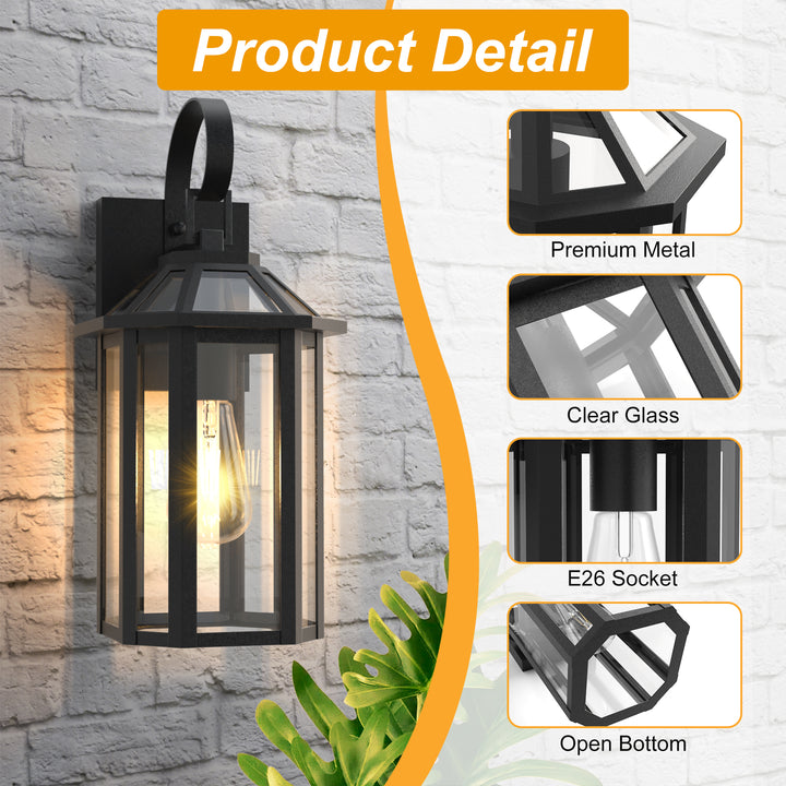 Solstice Matte Black Outdoor Wall Lantern With Tempered Glass #7065