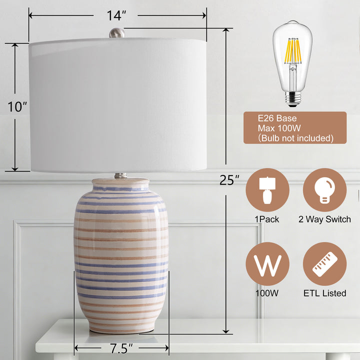 25 '' Blue Ceramic Table Lamp #T176