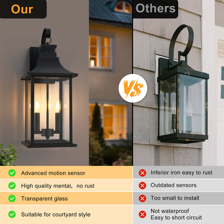 Solstice 1 - Light 19"H Aluminium Outdoor Wall Lantern With Dusk To Dawn And Motion Sensor #7059