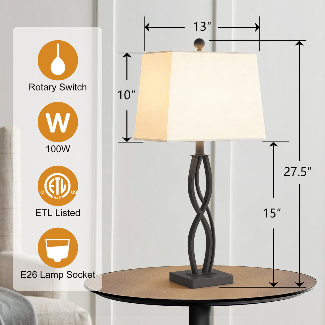 Vibe 27.5" Modern Metal Table Lamp With 3-Way Dimming & Usb Type-C For Bedroom Living Room (Set of 2) #T283