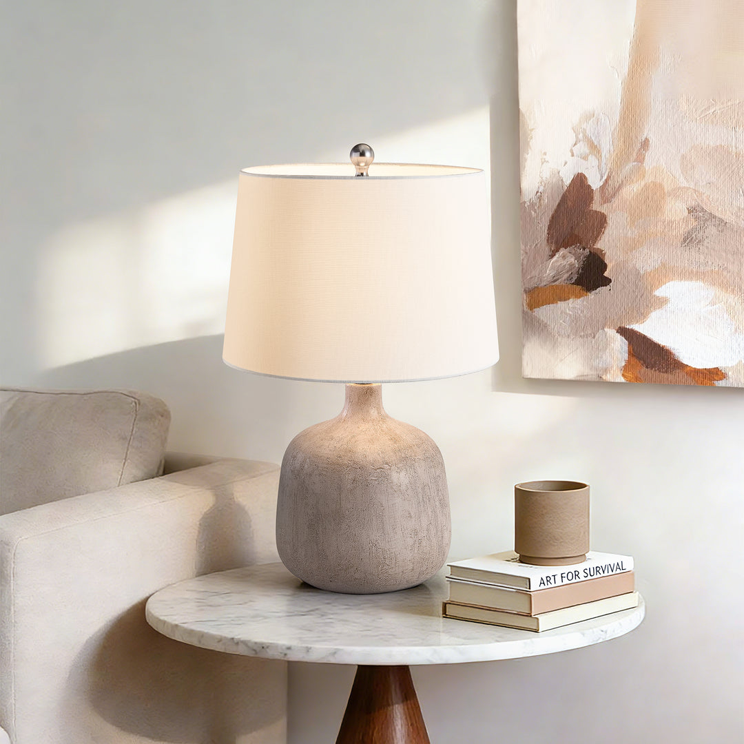 Shimmer 23.5" Farmhouse Resin Table Lamp With Usb And Type C Ports 3 Way Dimmable Rotary Switch Bedside Lamp For Bedroom And Living Room #T275