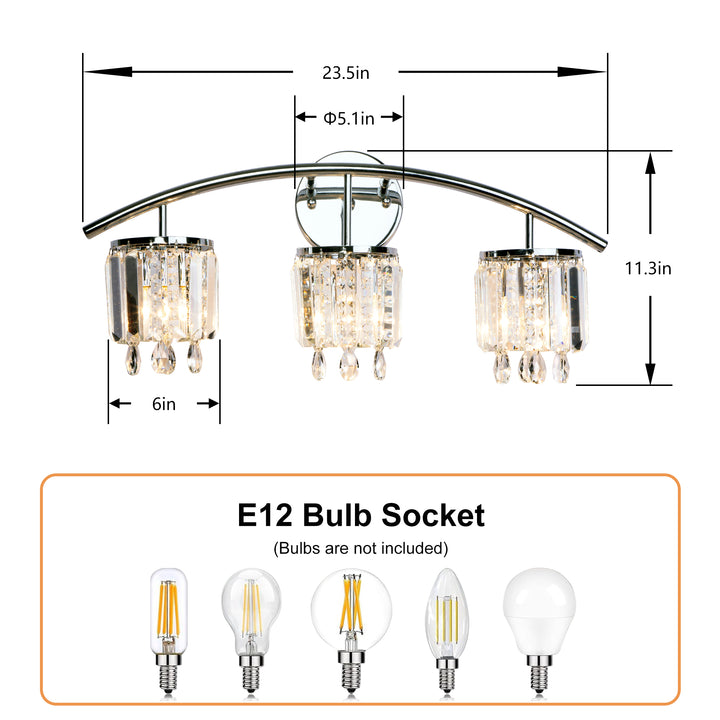 Dimmable Bathroom Vanity Light With Crystal Shade #19233