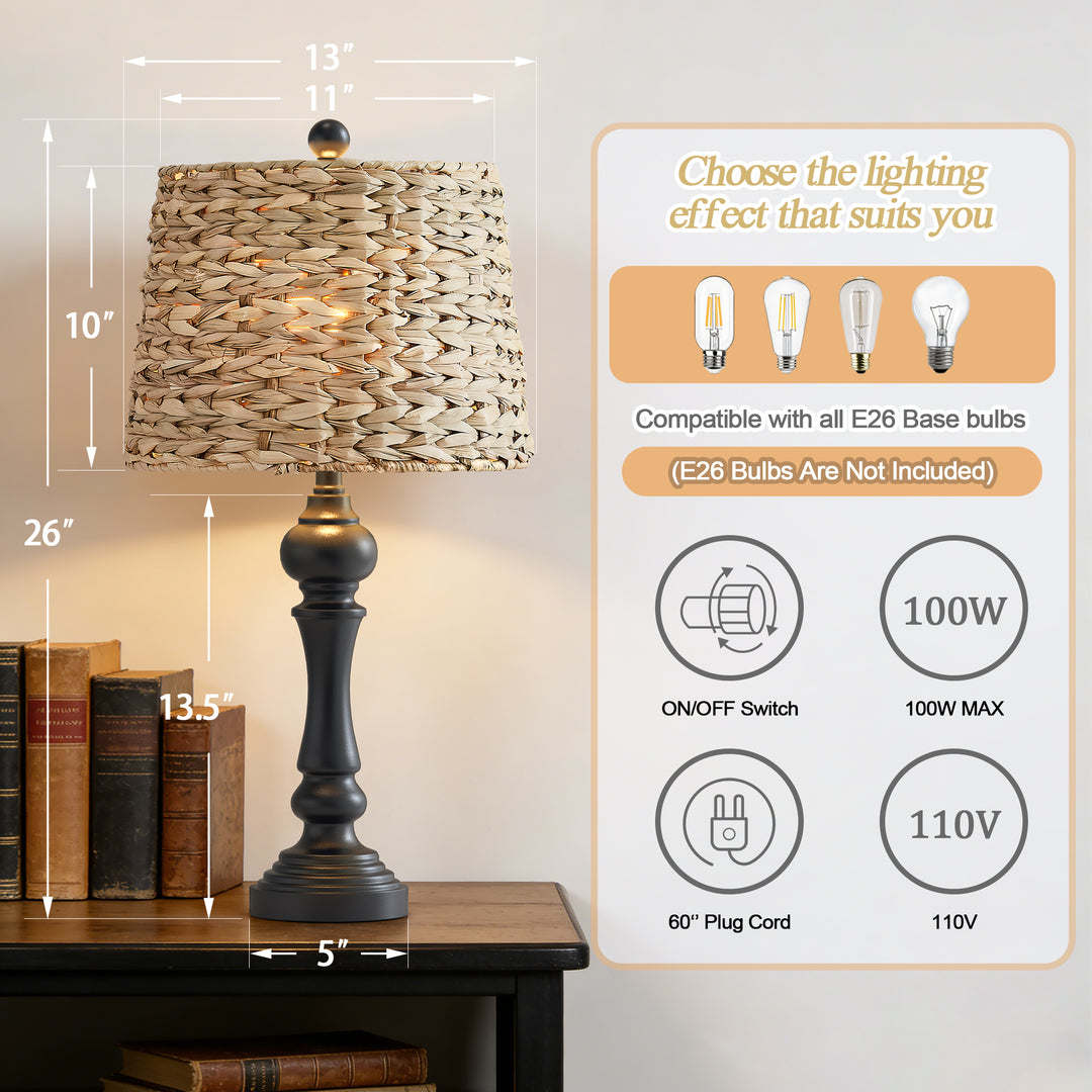 Maxax Coastal Rustic White Modern Table Lamp (Set of 2) #T150