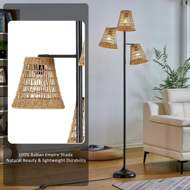 72.25'' Traditional Rattan Tree Floor Lamp #F237