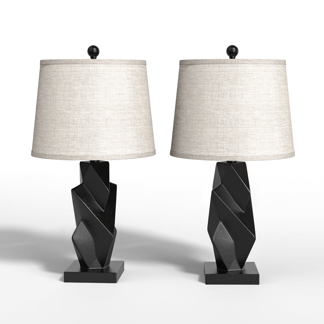 24.5'' Black Resin Modern Glam Table Lamp Set With USB (Set of 2) #T243