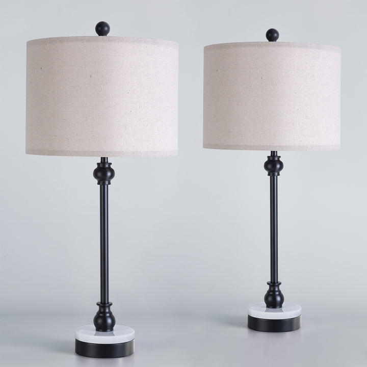 28.3" Marble And Metal Table Lamp For Living Room/bedroom (Set of 2) #T264