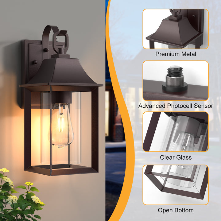 1 - Light Black Outdoor Wall Lantern with Clear Glass #7038