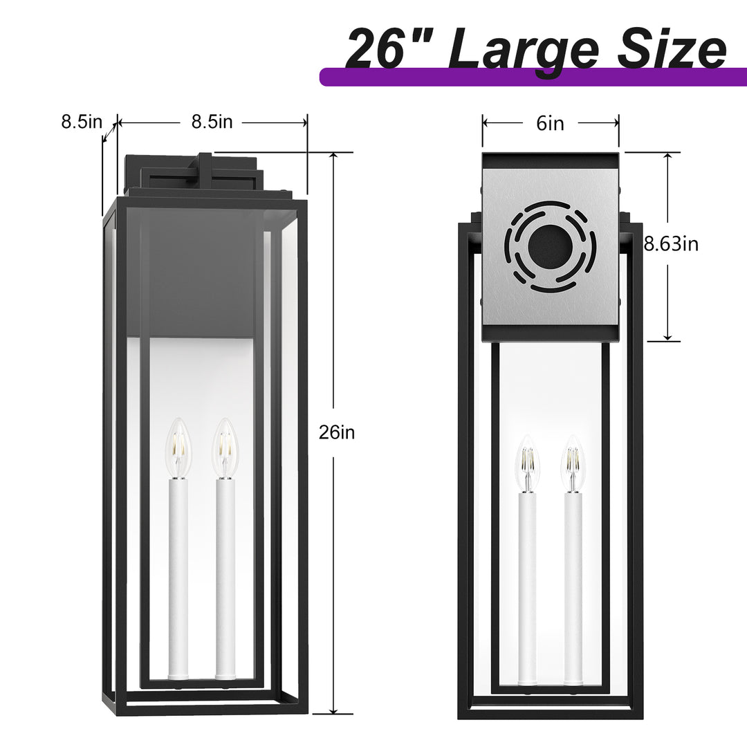 Harbor Black and Gold Base Outdoor Wall Light with Dusk to Dawn and Clear Tempered Glass #OW7102