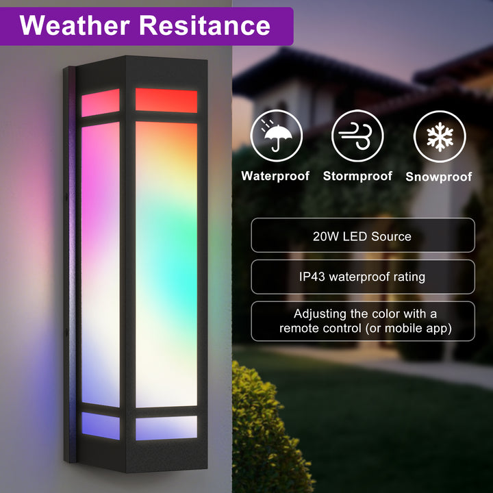Solstice 15" Outdoor Rgb Wall Light With Remote&App #7078
