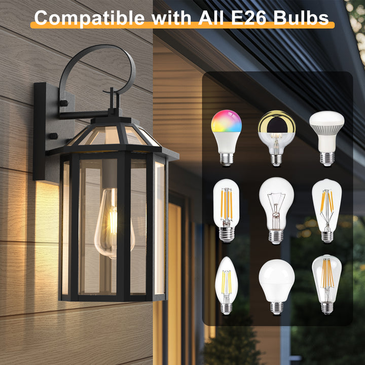 Solstice Matte Black Outdoor Wall Lantern With Tempered Glass #7065