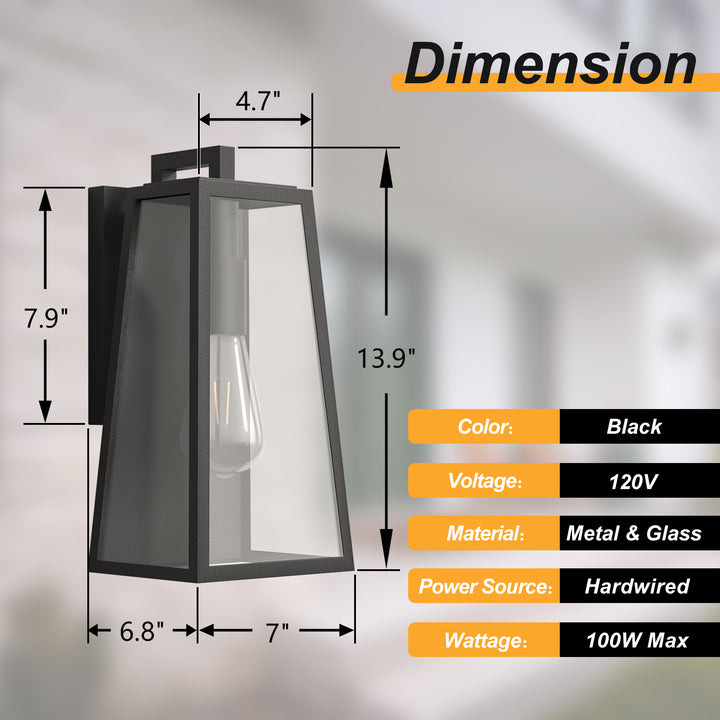 Solstice 1-Light 14'' Iron And Glass Outdoor Wall Lantern With Dusk To Dawn #7054