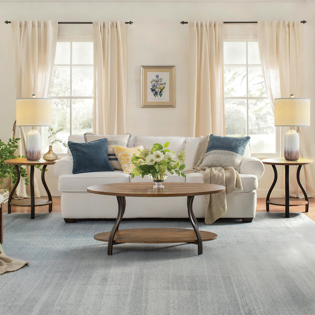 23.5" Chanise Ceramic Table Lamp For Living Room/Bedroom (Set of 2) #T198