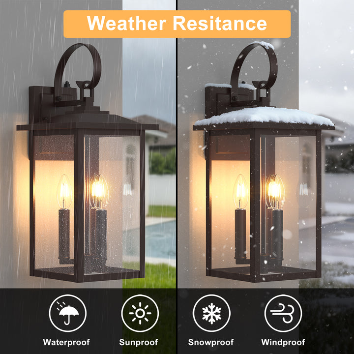 Dusk to Dawn 12.5" Outdoor Wall Sconce, Exterior Wall Light Fixture, Matte Black Porch Light Outdoor, Outside Wall Mount Lantern for House Garage Doorway (Bulb Include) #7004