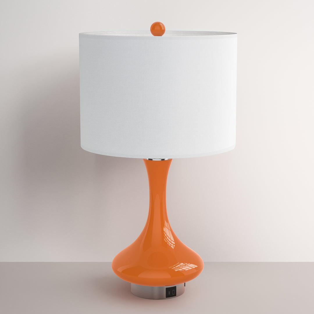 Aura 23.5'' Modern Blue Ceramic Table Lamp With USB Ports For Living Room/Bedroom #T252
