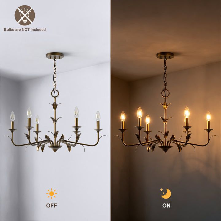 30" 6-Light Matte Black Candle Style Chandelier for Dining Room & Living Room #48009