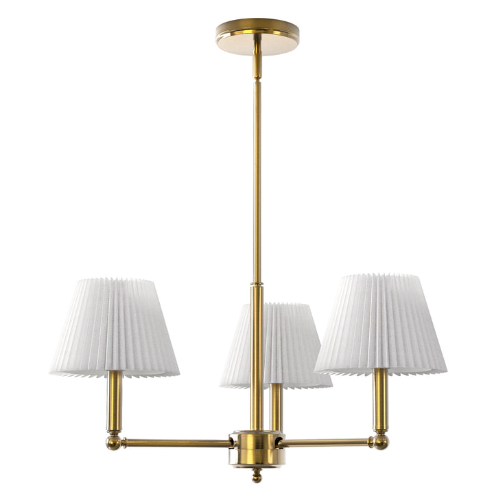 Twilight 3-Light White Linen Fabric Shade Mid-Century Modern Chandelier For Dining Room #P39007