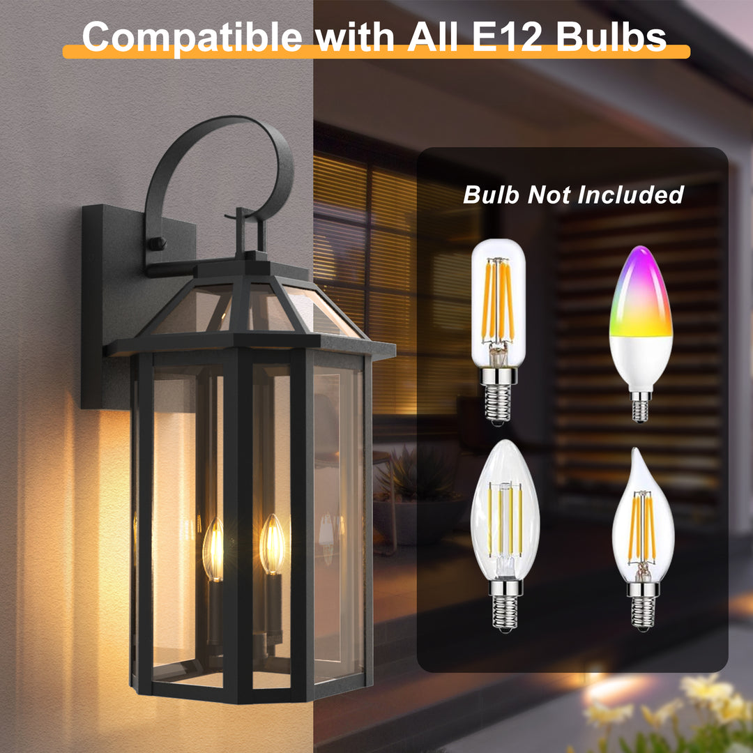 Solstice Matte Black Outdoor Wall Lantern With Tempered Glass #7065